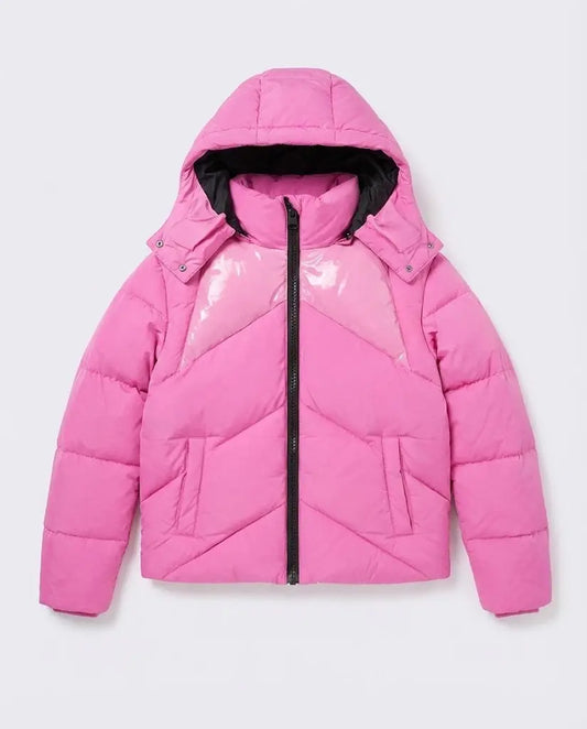 Piumino Msgm Donna | Giubbotto in Nylon | Logo Cappuccio | Rosa | Outlet MSGM