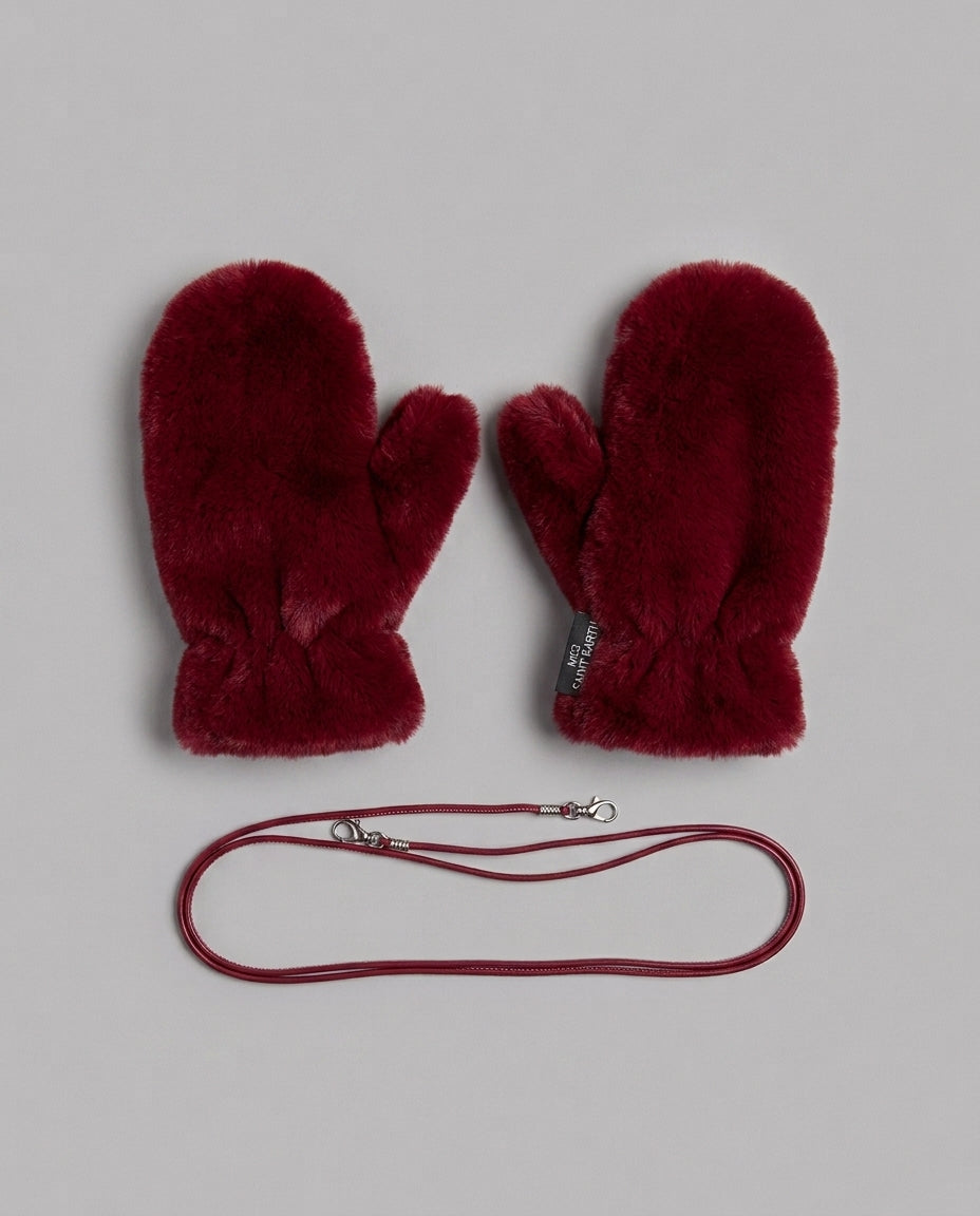 Muffole Saint Barth Kids Muffy in pelliccia bordeaux – fronte