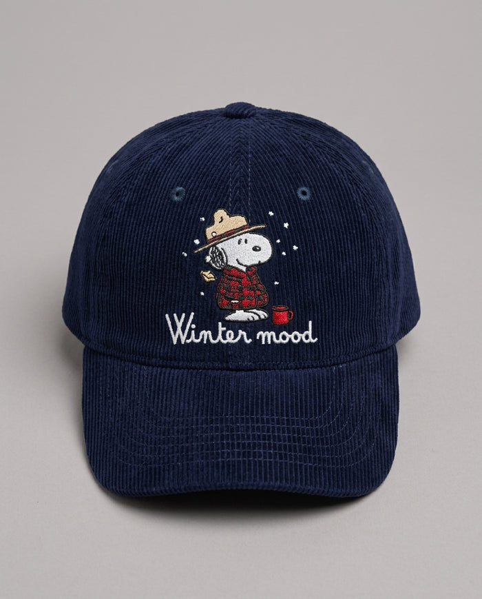Cappello con Visiera Saint Barth Kids Snoopy Snow in Velluto – fronte