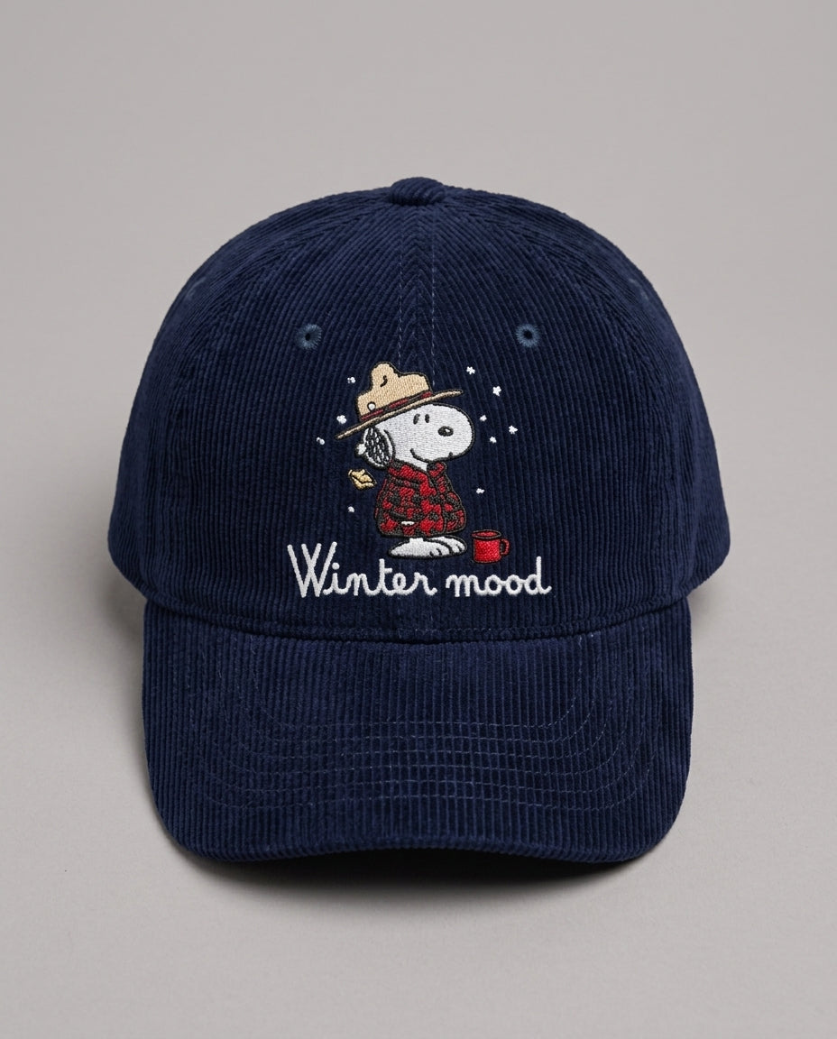 Cappello con Visiera Saint Barth Kids Snoopy Snow in Velluto – fronte