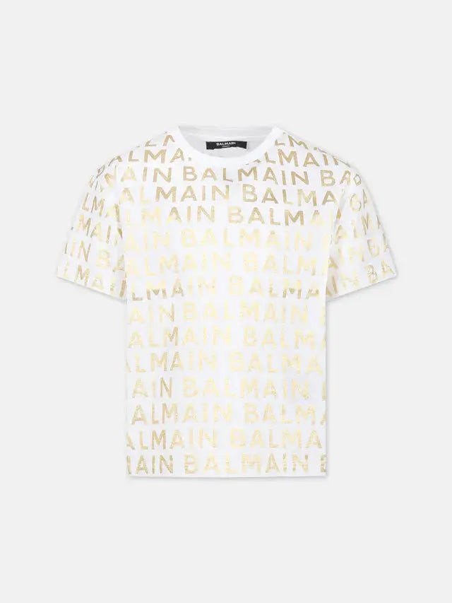 T-SHIRT BALMAIN LOGO ALL OVER GOLD (8060475703576) (9090356248903)