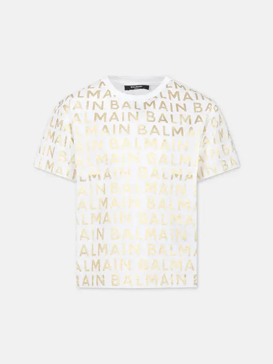 T-SHIRT BALMAIN LOGO ALL OVER GOLD (8060475703576) (9090356248903)