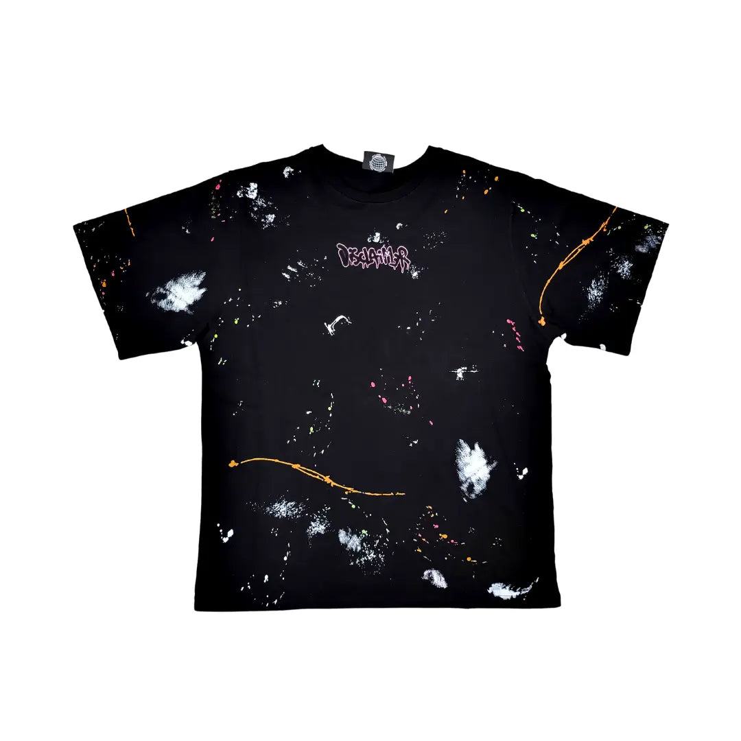 T-SHIRT DISCLAIMER PAINT ALL OVER NERO (6717459955845)